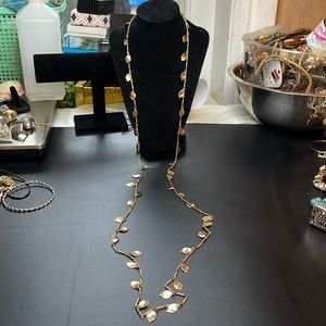 Extra Long Gold Tone leaf Necklace